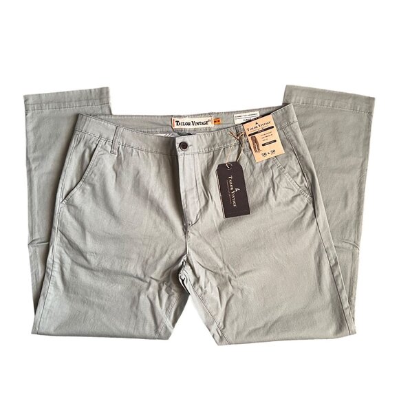 NWT Tailor Vintage Men's Slim Fit Stretch Chino Pants 36x30 Chinois Green - Picture 13 of 16